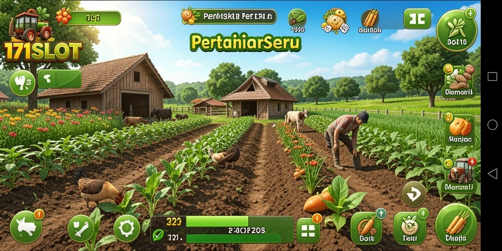 Tampilan menarik dari gameplay <strong>171SLOT</strong> saat bercocok tanam.