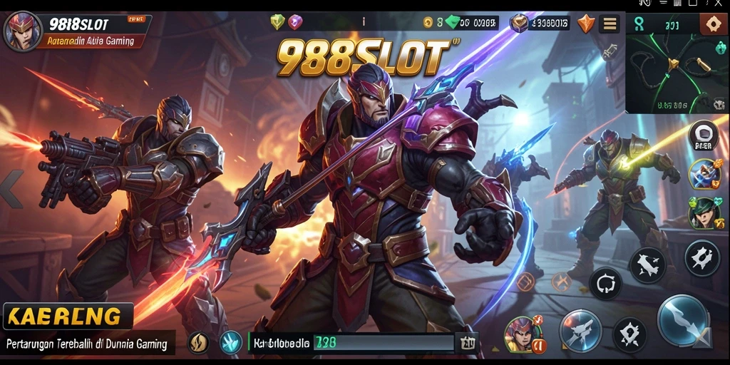 Tampilan gameplay <strong>988SLOT</strong> yang menegangkan dengan pertarungan seru.