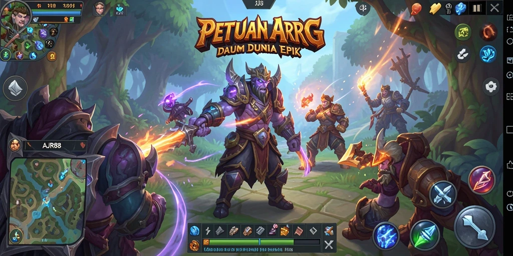 Menggambarkan aksi seru dalam gameplay AJR88 ARPG.