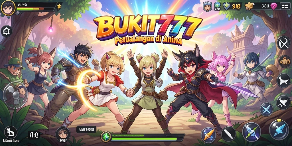 Tampilan gameplay menakjubkan BUKIT777 dengan karakter Anime.