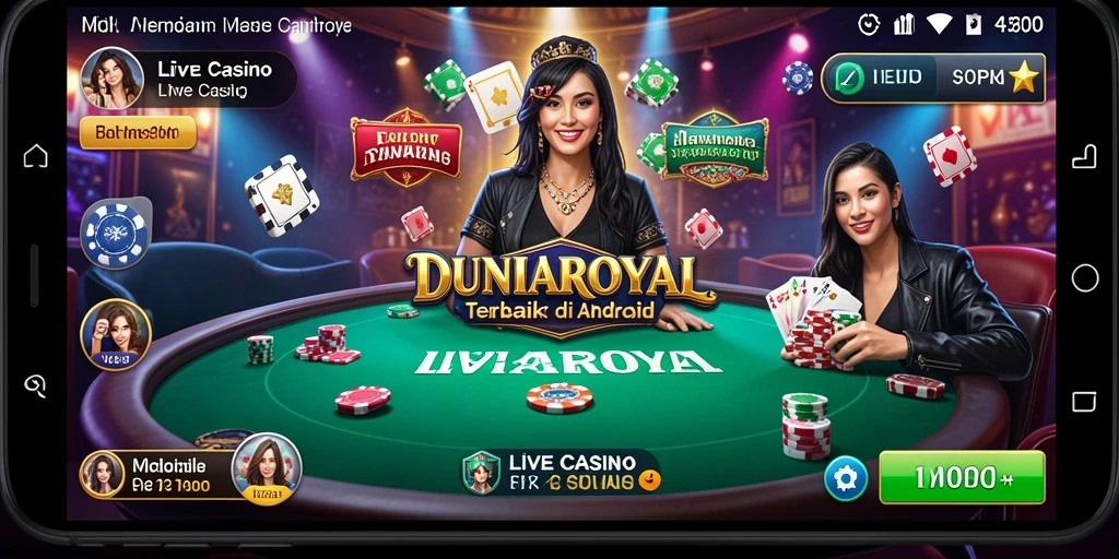 Screenshot gameplay Live Casino DUNIAROYAL menampilkan dealer interaktif dan suasana permainan.