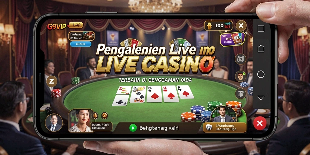 Screenshot G9VIP menampilkan gameplay Live Casino yang mendebarkan.