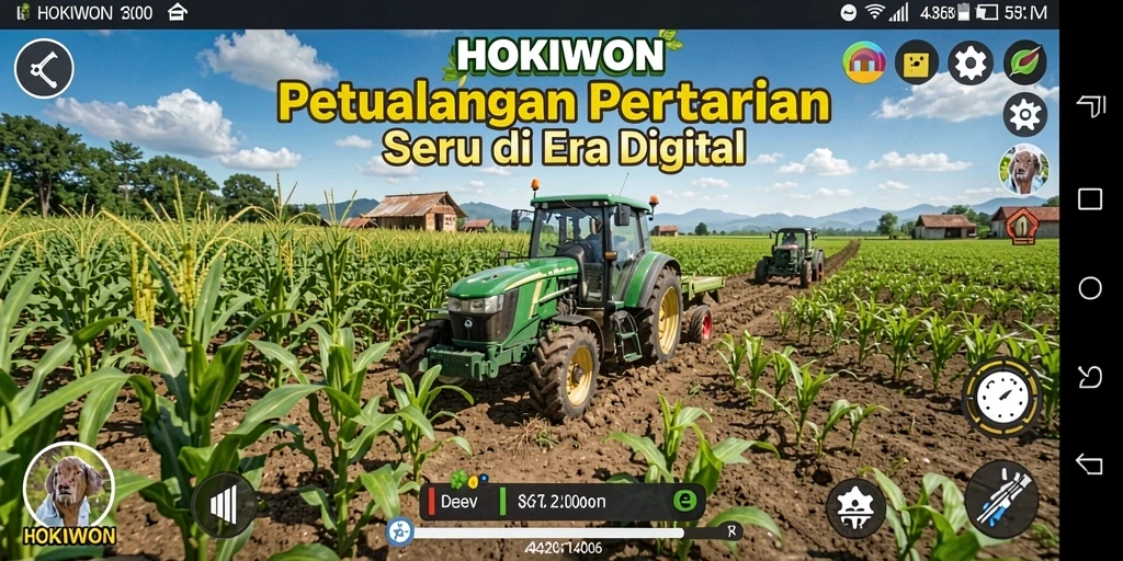 Gameplay HOKIWON yang menggambarkan keseruan bertani.