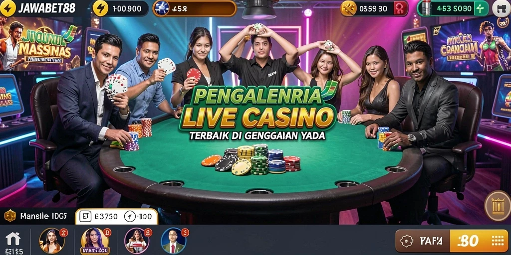 Tampilan gameplay Live Casino yang mendebarkan di JAWABET88.