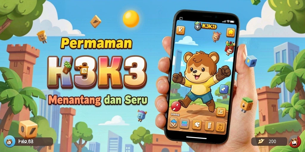 Tampilan gameplay K3K3 dengan tantangan puzzle menarik.