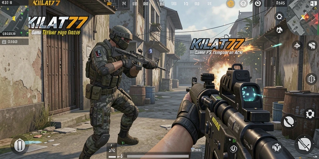 Screenshot gameplay KILAT77 menunjukkan pertempuran intens di medan perang.