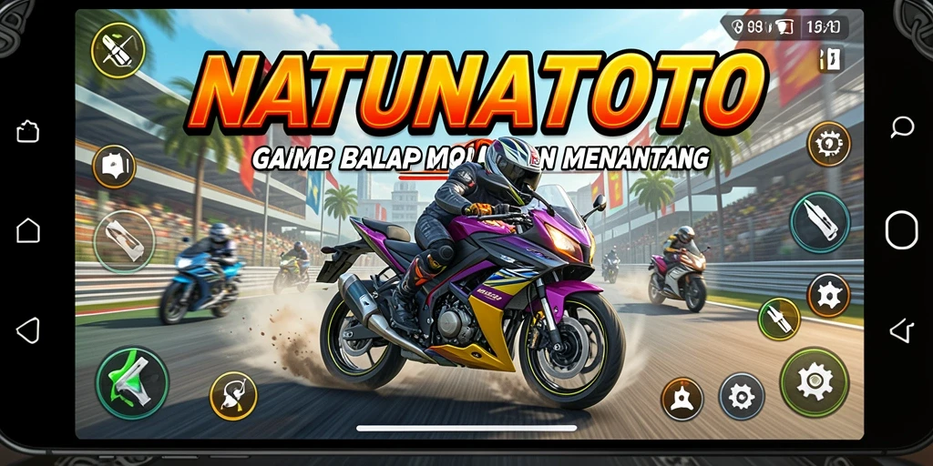 Tangkapan layar gameplay balap motor yang mendebarkan dari NATUNATOTO.