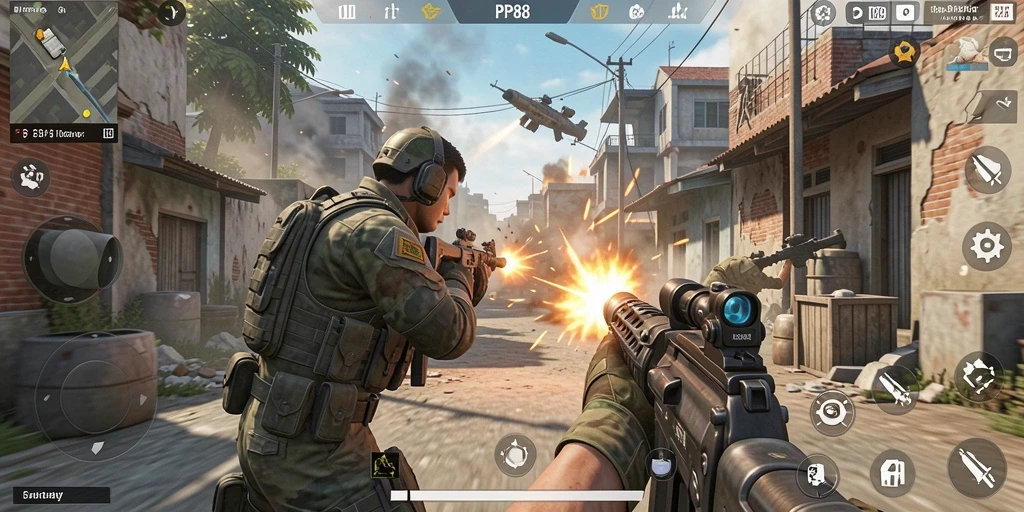 Gameplay PP88 yang mendebarkan dengan suasana pertempuran yang intens.