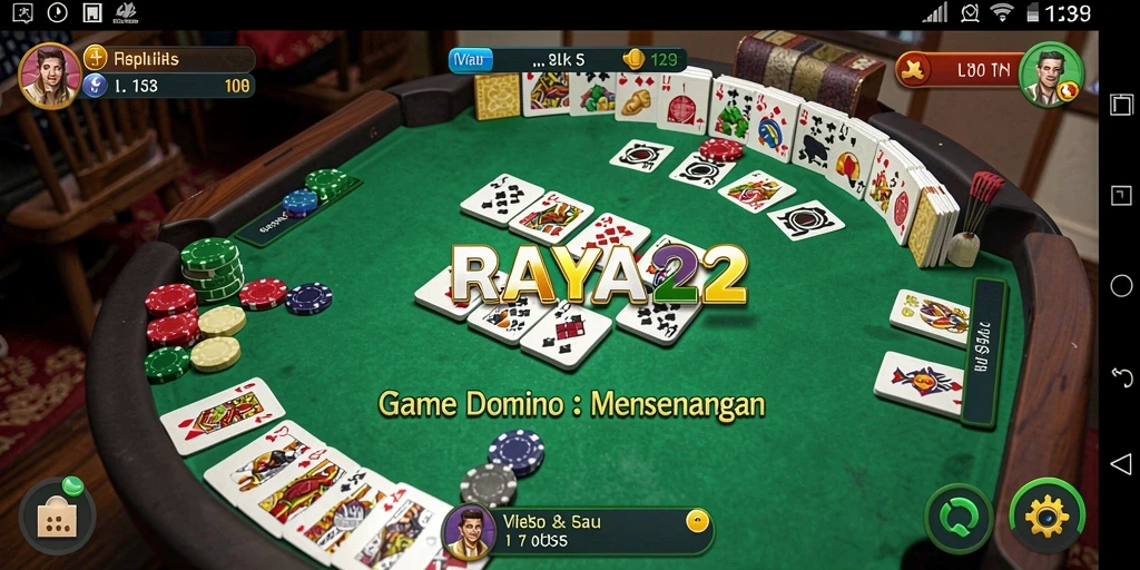 Tangkapan layar gameplay RAYA22 menunjukkan aksi seru permainan Domino.
