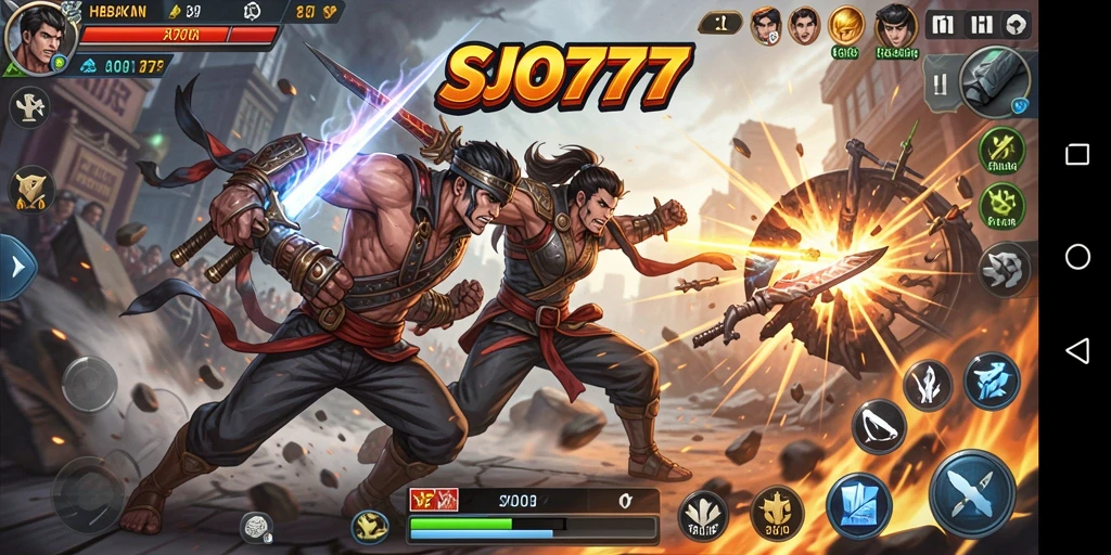 Screenshot gameplay SJO777 menampilkan pertarungan yang seru dan grafis menawan.