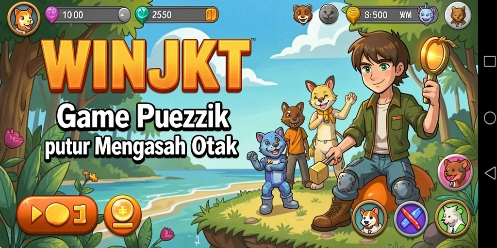 Tampilan gameplay WINJKT dengan berbagai puzzle menantang.